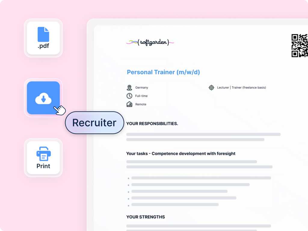 The screenshot showcases the option to upload a job posting either as a print or pdf version