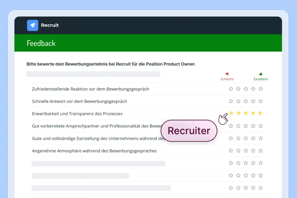 Screenshot einer Karriereseite von softgarden, der die Feedback-Möglichkeiten zeigt
