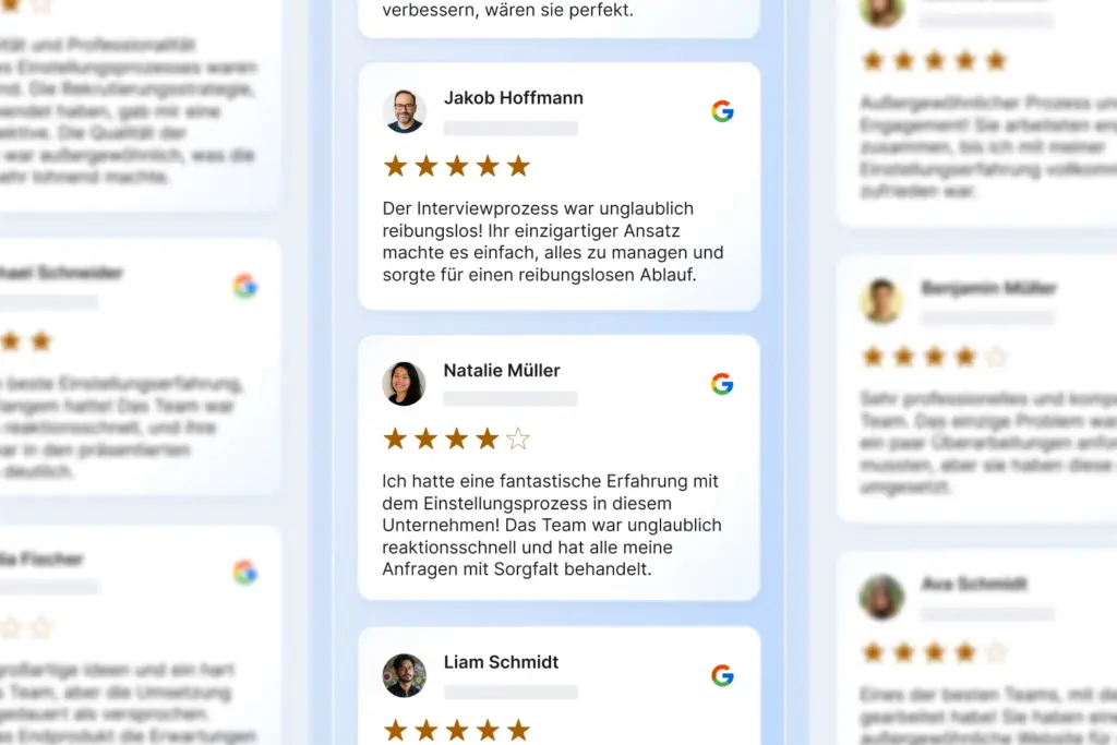 Screenshot einer Karriereseite von softgarden, der die Möglichkeit von Arbeitgeberbewertungen bei Google zeigt