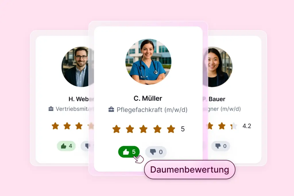 Screenshot der Funktion „Daumenbewertung“ in der softgarden-Bewerbermanagement Software