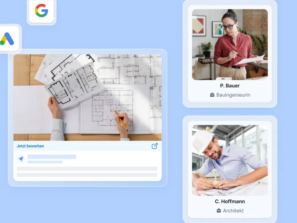 Das Bild zeigt schemenhafte Anzeigen bei Google und Co.