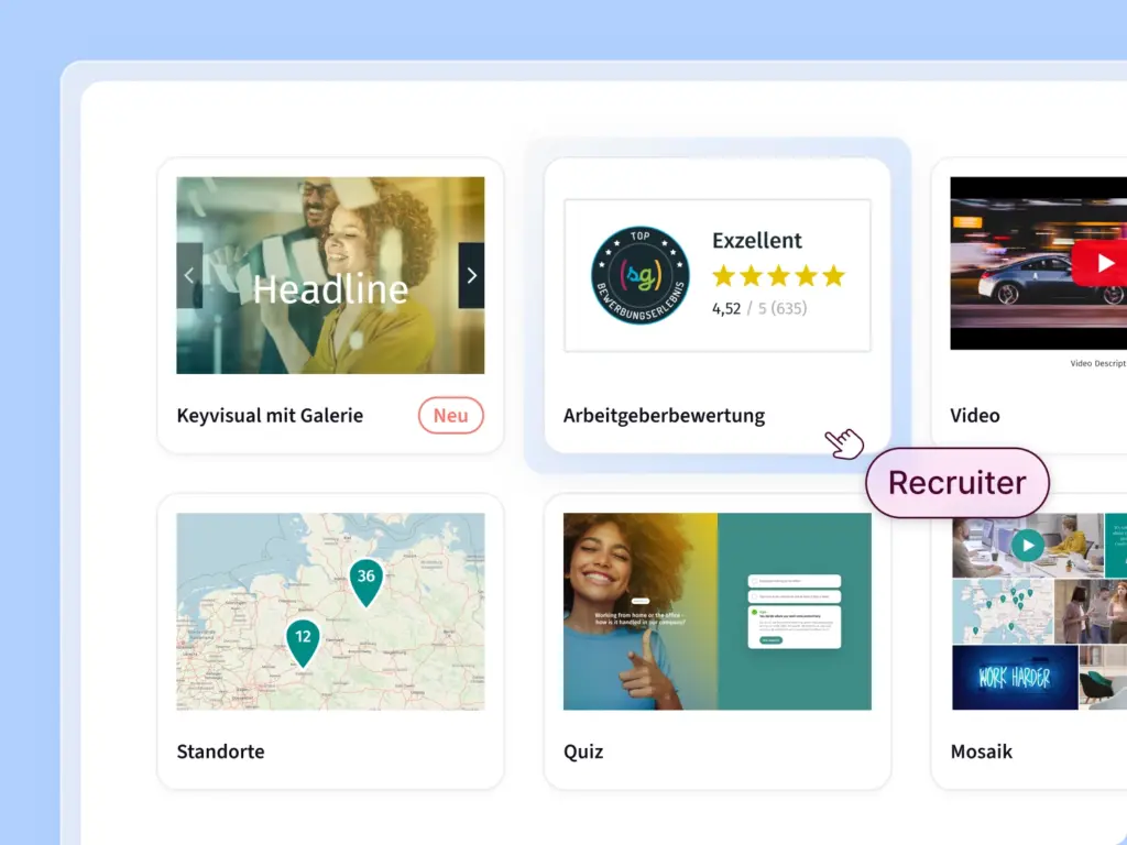 Übersicht der verschiedenen Layout-Möglichkeiten mit der softgarden-Karriereseite
