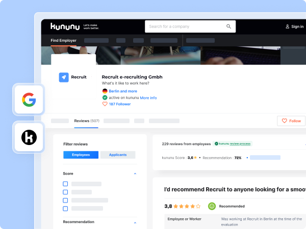 The image shows a visualisations of softgarden's employer review solution