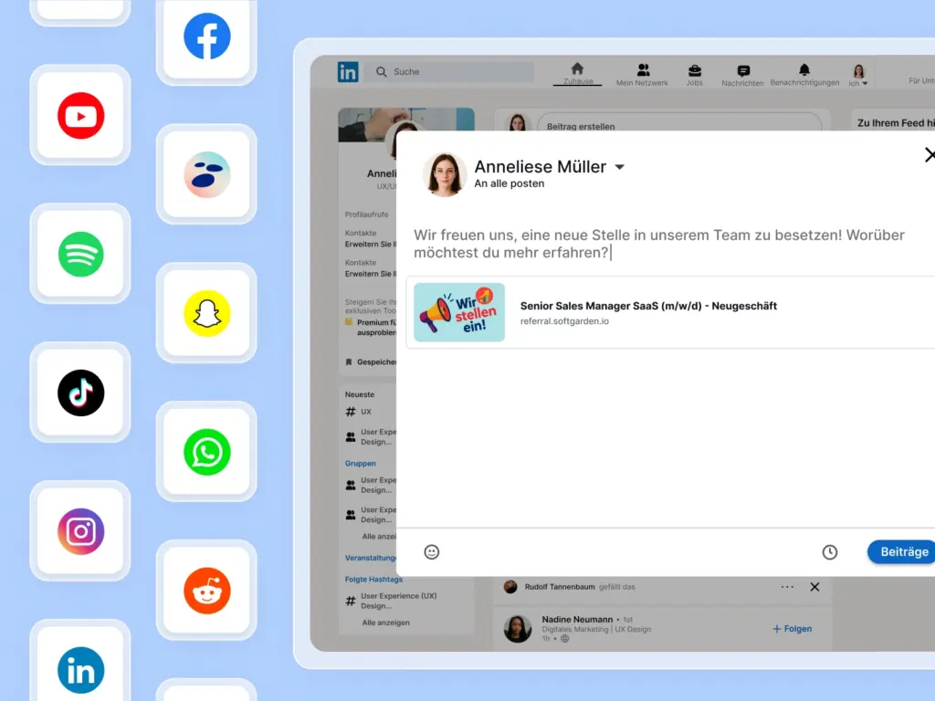 Screenshot des Mitarbeiterempfehlungsprogramm von softgarden 