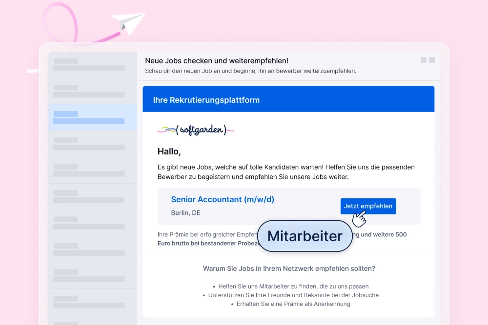 Das Bild zeigt, wie man Mitarbeitende zum Empfehlen einlädt