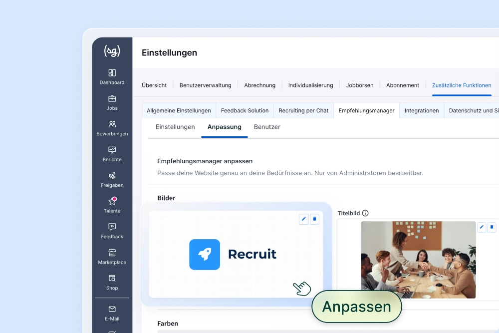 Der Screenshot zeigt, wie man individuelle Auszahlungsbedingungen im Mitarbeiterempfehlungsprogramm von softgarden festlegt 