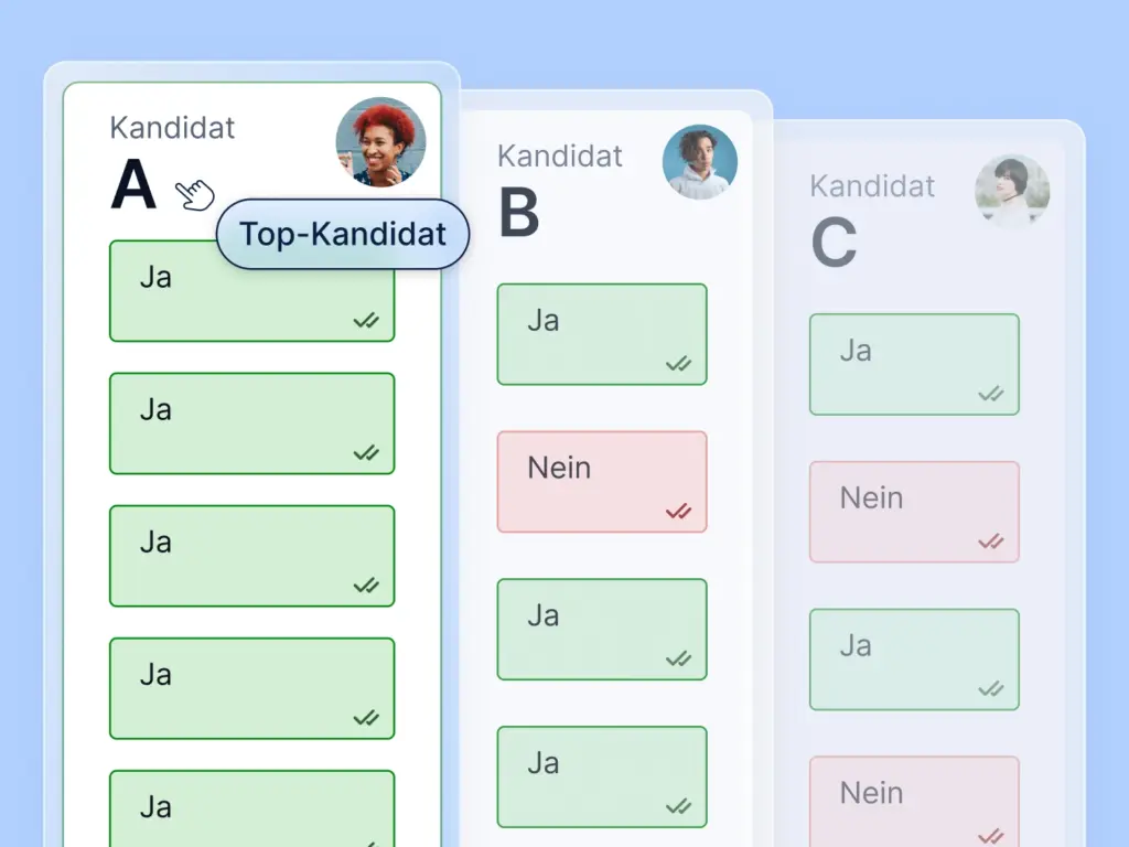 Das Bild zeigt die Funktion der strukturierten Fragen im WhatsApp-Recruiting von softgarden