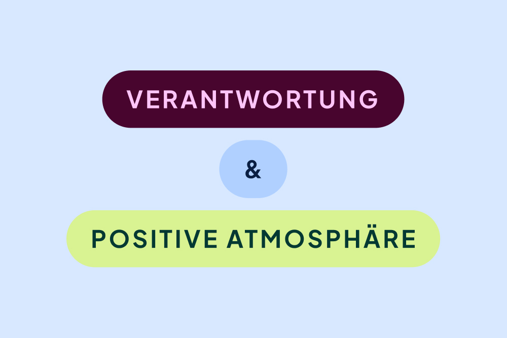 Grafik mit den Worten Verantwortung und Positive Atmosp...