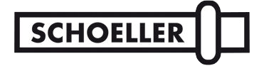Schoeller-Logo mit schwarzem Text und Umriss auf weißem Hintergrund