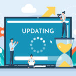 Eine Illustration mit einem Computer-Screen der ein Update durchführt