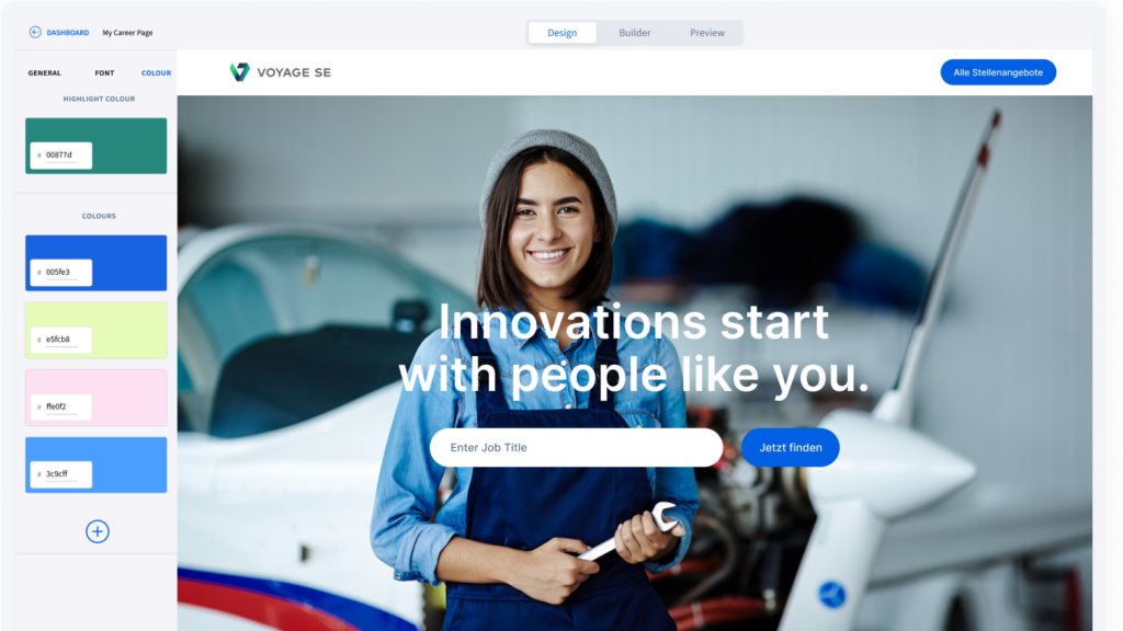Screenshot of a career page