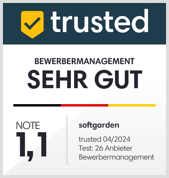 trusted: Note sehr gut (1,1) für softgarden Bewerbermanagement.