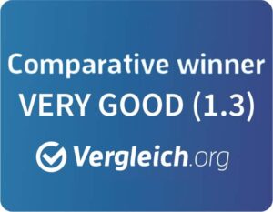 Badge: Comparative winner. Very good (1,3). By Vergleich.org
