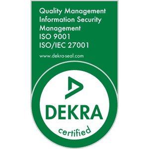 DEKRA bescheinigt, dass softgarden Informationssicherheitsmanagementsystem betreibt, das den Anforderungen der ISO 9001 und ISO/IEC 27001 entspricht