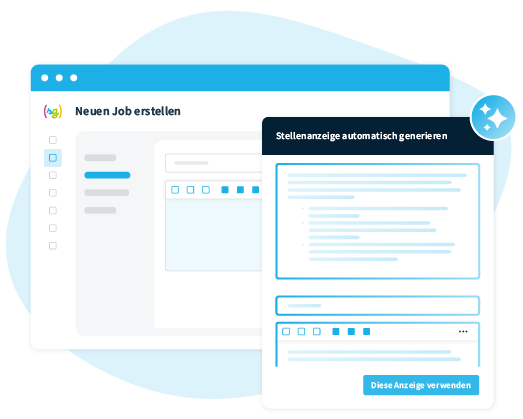 Die Chat-GPT integration erstellt Vorschläge für Stellenanzeigentexte direkt im Interface